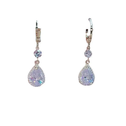 Elegant Lady Simple Style Water Droplets Alloy Inlay Artificial Gemstones Women'S Drop Earrings