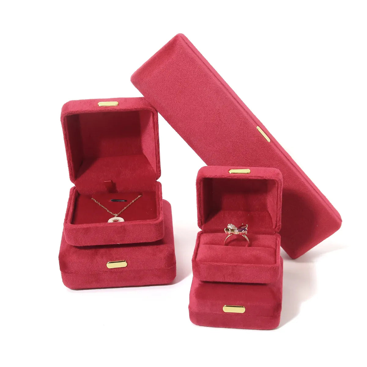 Elegant Lady Solid Color Cloth Jewelry Boxes