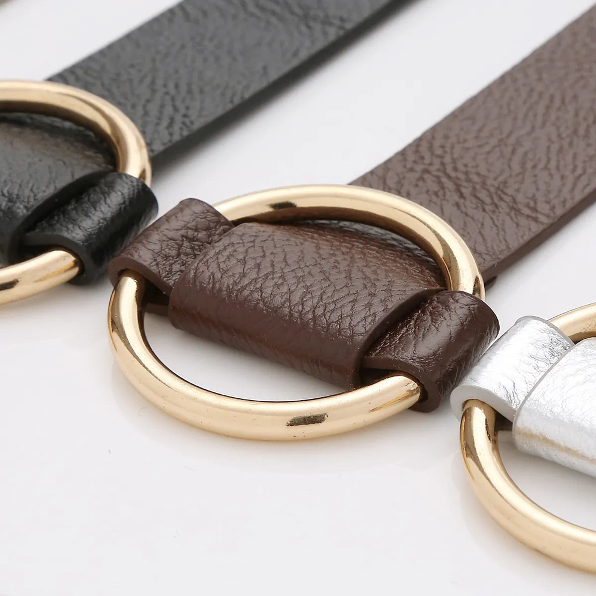 Elegant Lady Solid Color Pu Leather Wholesale Bangle