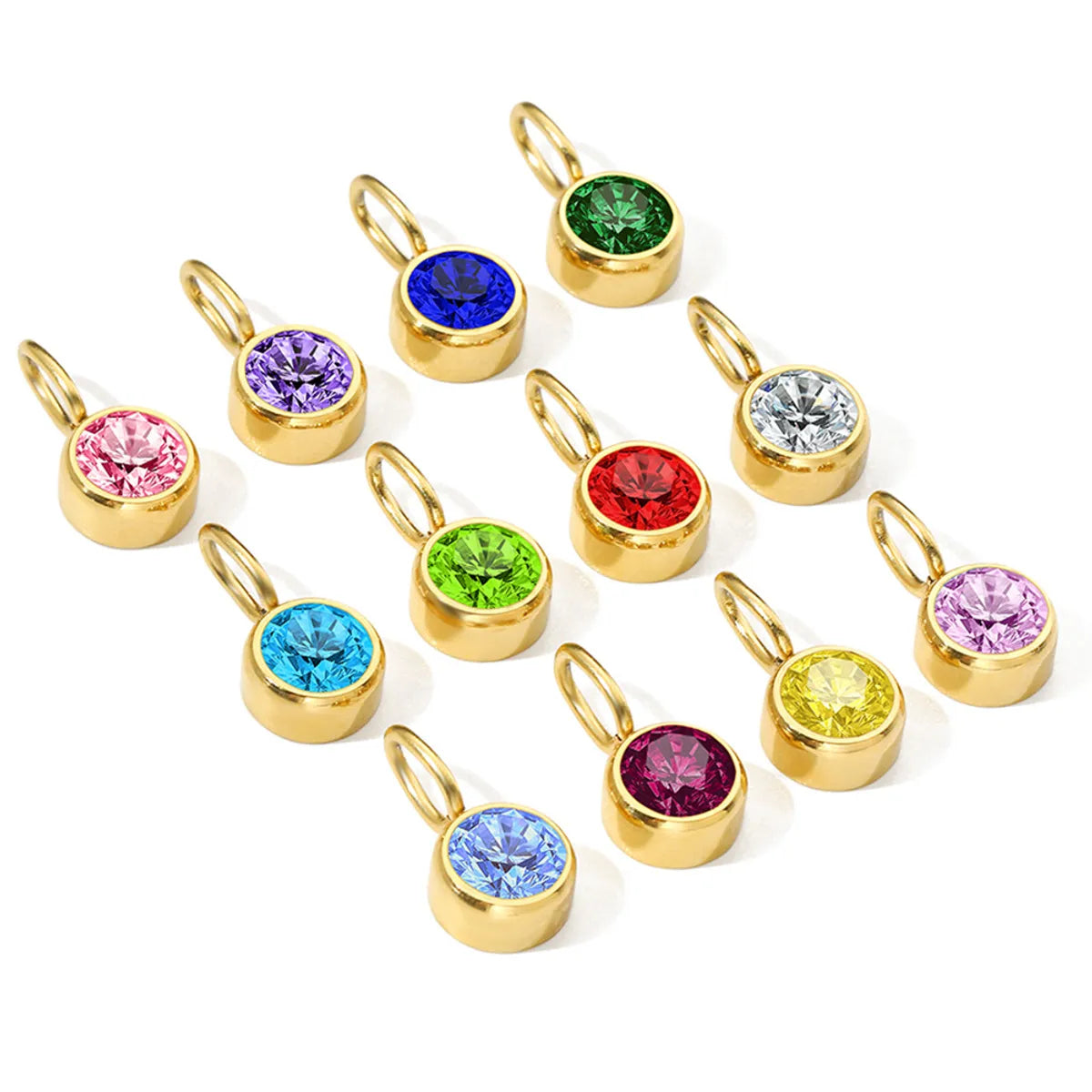 1 Piece Stainless Steel Rhinestones 14K Gold Plated Rose Gold Plated Inlay Polished Pendant