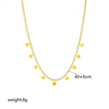 Elegant Lady Star Titanium Steel Inlay Rhinestones Bracelets Necklace