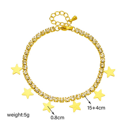 Elegant Lady Star Titanium Steel Inlay Rhinestones Bracelets Necklace