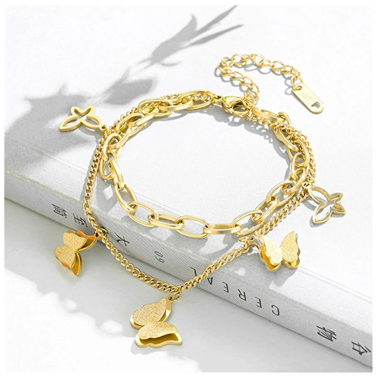 Elegant Lady Streetwear Butterfly Titanium Steel Plating Bracelets