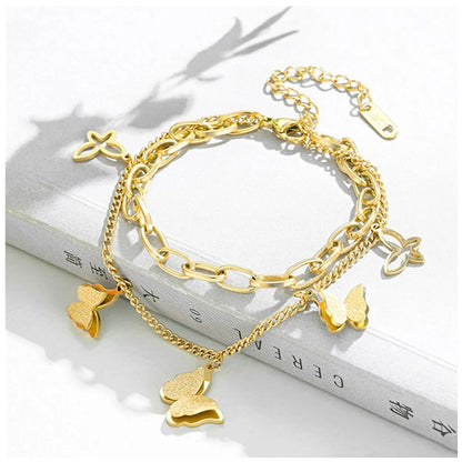 Elegant Lady Streetwear Butterfly Titanium Steel Plating Bracelets