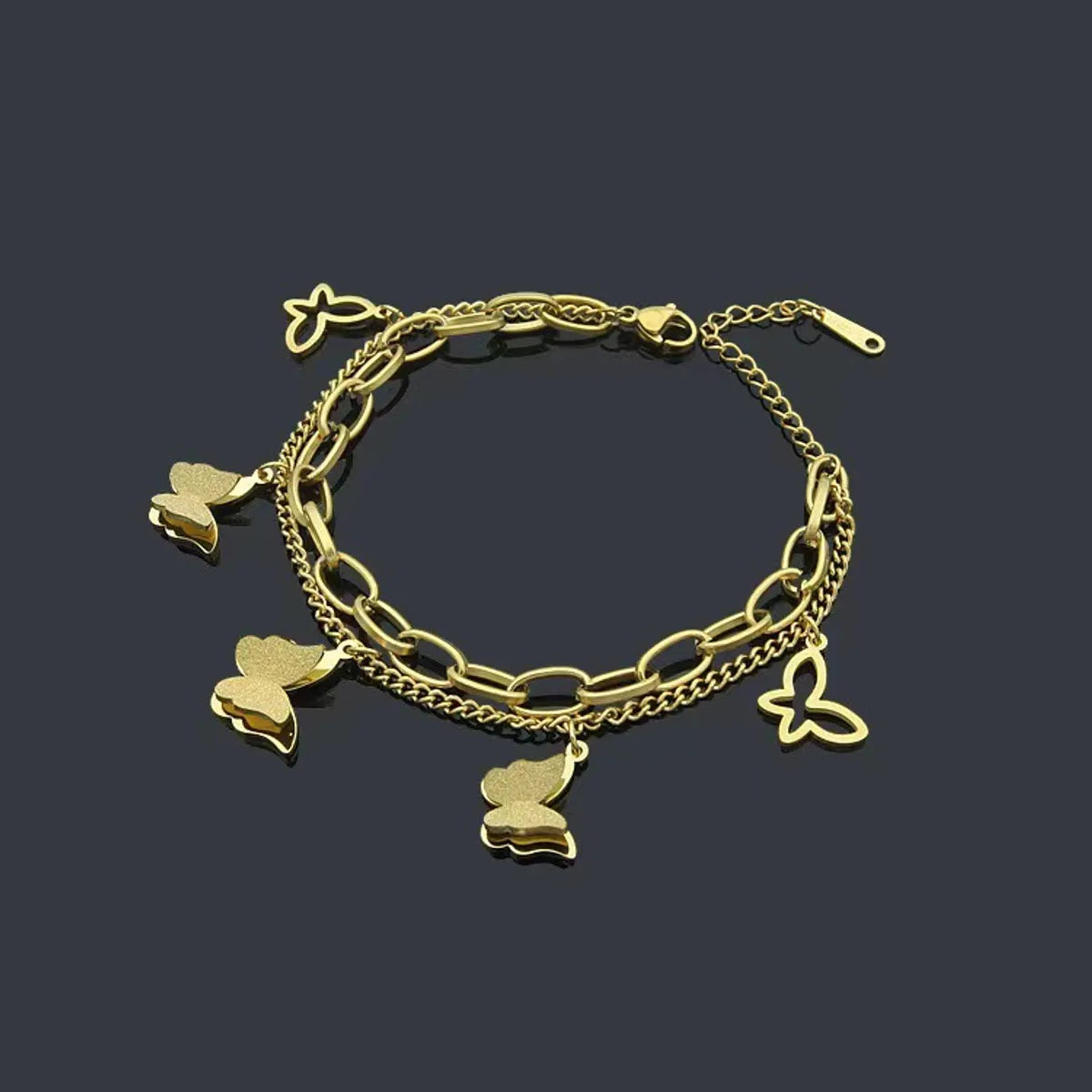 Elegant Lady Streetwear Butterfly Titanium Steel Plating Bracelets