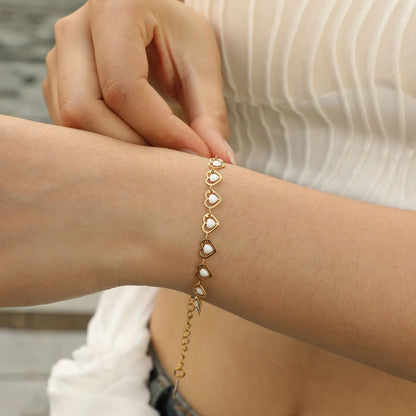 Elegant Lady Streetwear Cherry Heart Shape Flower 201 Stainless Steel Gold Plated Bracelets In Bulk