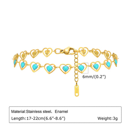 Elegant Lady Streetwear Cherry Heart Shape Flower 201 Stainless Steel Gold Plated Bracelets In Bulk