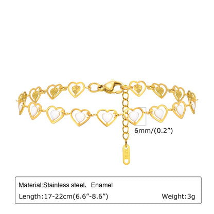 Elegant Lady Streetwear Cherry Heart Shape Flower 201 Stainless Steel Gold Plated Bracelets In Bulk