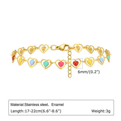 Elegant Lady Streetwear Cherry Heart Shape Flower 201 Stainless Steel Gold Plated Bracelets In Bulk