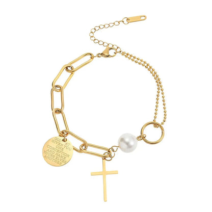 Elegant Lady Streetwear Cross Stainless Steel Plating Bracelets