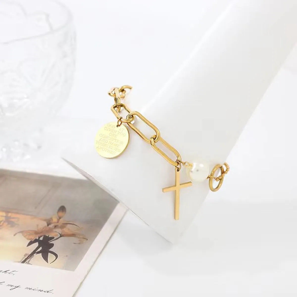 Elegant Lady Streetwear Cross Stainless Steel Plating Bracelets