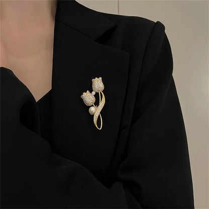 Elegant Lady Streetwear Flower Alloy Inlay Rhinestones Women'S Brooches 1 Piece