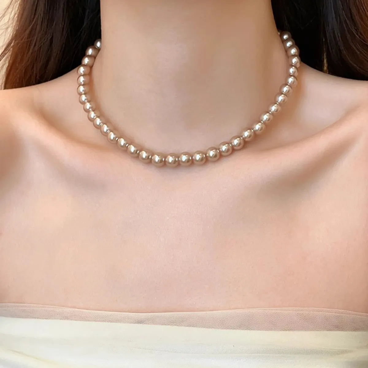 Elegant Lady Streetwear Geometric 18K Gold Plated Imitation Pearl Titanium Steel Wholesale Necklace