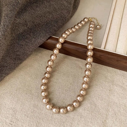 Elegant Lady Streetwear Geometric 18K Gold Plated Imitation Pearl Titanium Steel Wholesale Necklace