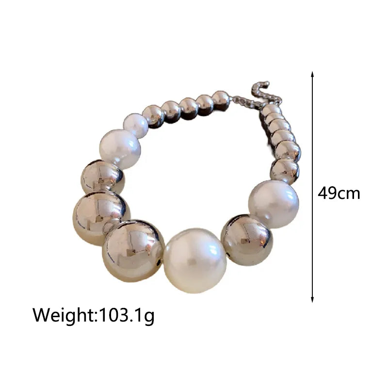 Elegant Lady Streetwear Round ABS Beaded Women'S Earrings Necklace Jewelry Set