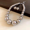 Elegant Lady Streetwear Round ABS Beaded Women'S Earrings Necklace Jewelry Set