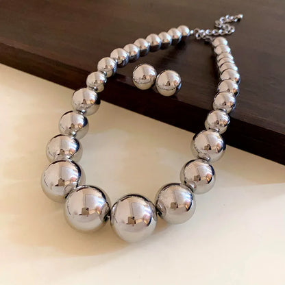 Elegant Lady Streetwear Round ABS Beaded Women'S Earrings Necklace Jewelry Set