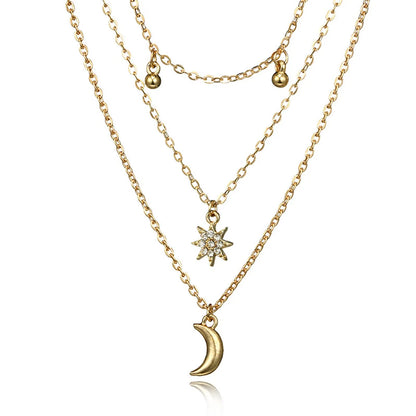 Elegant Lady Streetwear Star Moon Alloy Plating Inlay Zircon Women's Layered Necklaces