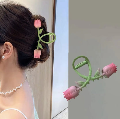 Women'S Elegant Lady Sweet Tulip Alloy Hair Claws