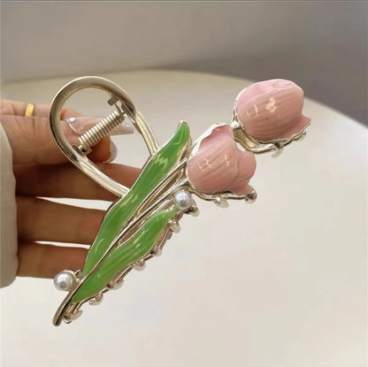 Women'S Elegant Lady Sweet Tulip Alloy Hair Claws