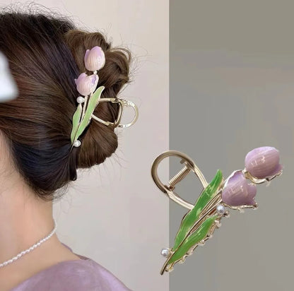 Women'S Elegant Lady Sweet Tulip Alloy Hair Claws