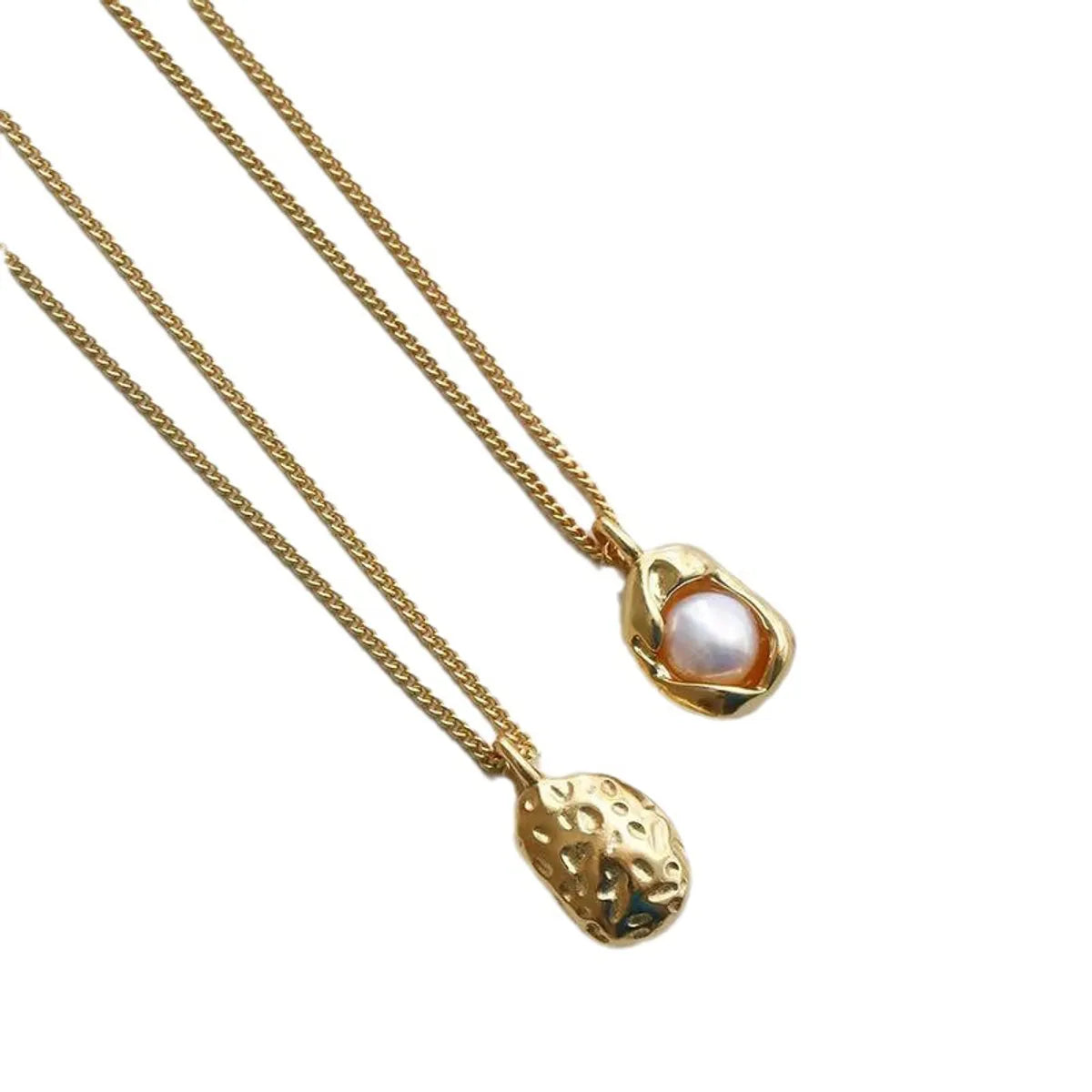 Elegant Lady Water Droplets Titanium Steel 18k Gold Plated Artificial Pearls Pendant Necklace In Bulk