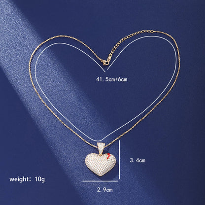 Elegant Lady Xuping Heart Shape Copper Alloy Plating Inlay Artificial Rhinestones 18k Gold Plated Women's Pendant Necklace