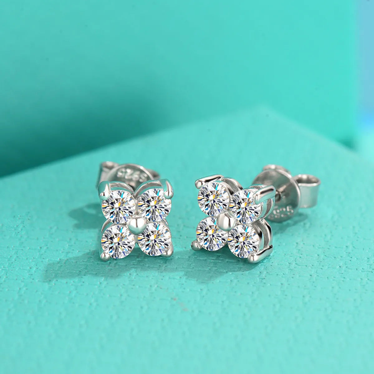 Elegant Leaf Sterling Silver Moissanite Ear Studs In Bulk