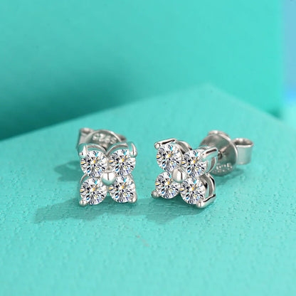 Elegant Leaf Sterling Silver Moissanite Ear Studs In Bulk