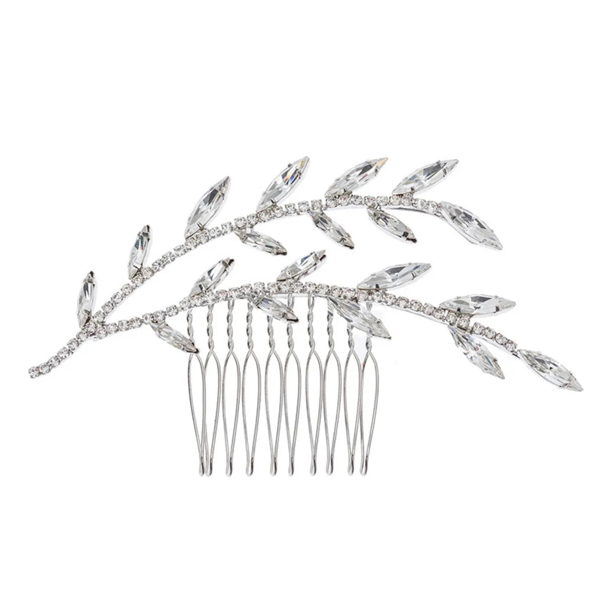 Elegant Leaves Alloy Plating Inlay Zircon Insert Comb