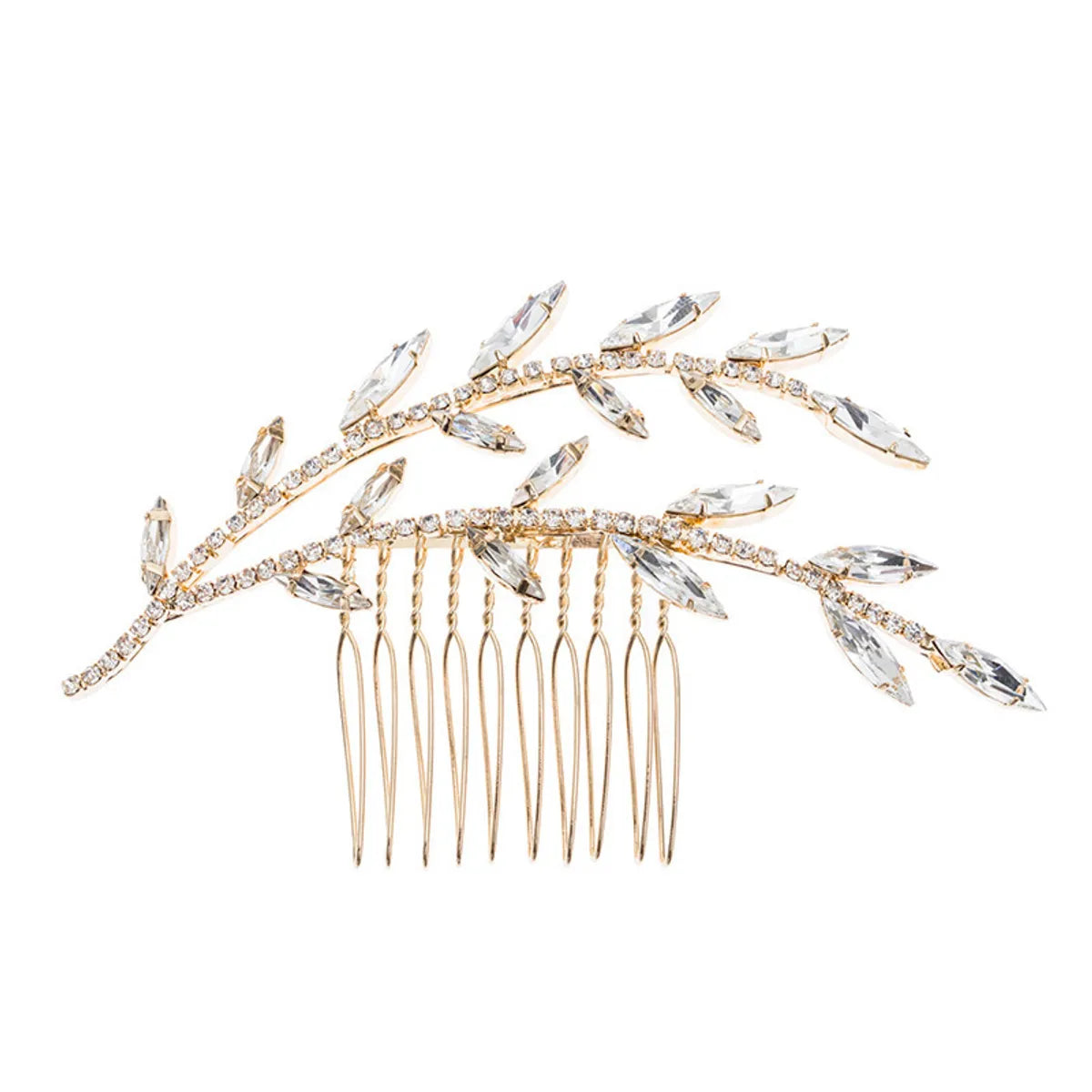 Elegant Leaves Alloy Plating Inlay Zircon Insert Comb