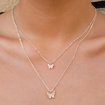 Elegant Leaves Butterfly Alloy Inlay Zircon Women's Necklace