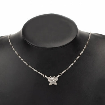 Elegant Leaves Butterfly Alloy Inlay Zircon Women's Necklace