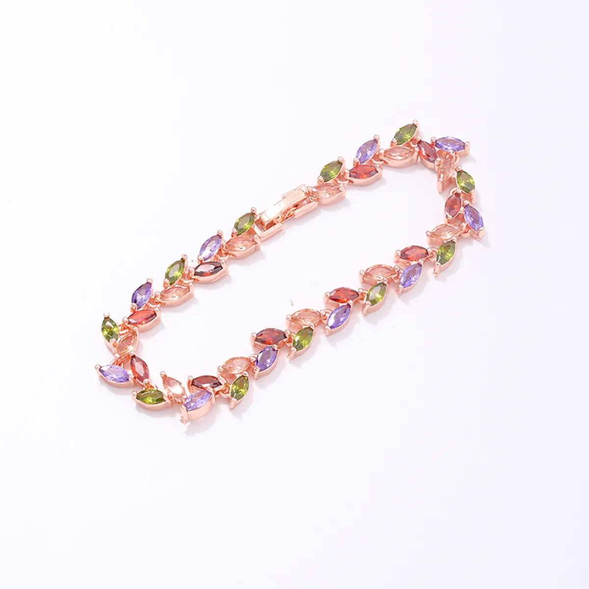 Elegant Leaves Copper Zircon Bracelets In Bulk