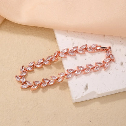 Elegant Leaves Copper Zircon Bracelets In Bulk