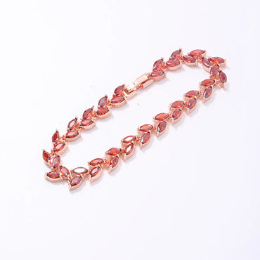 Elegant Leaves Copper Zircon Bracelets In Bulk