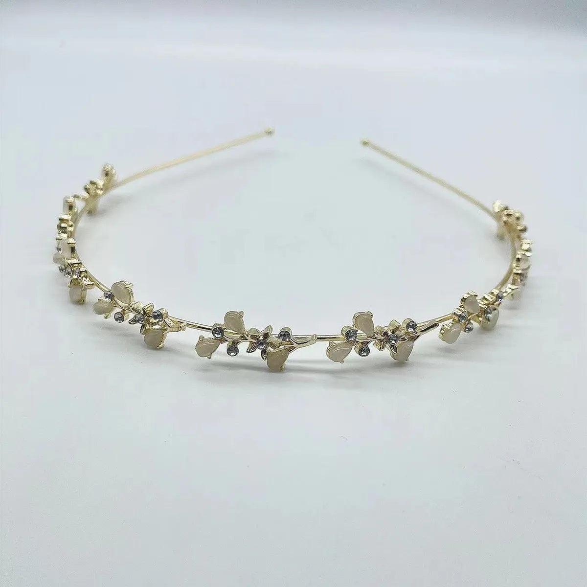 Elegant Leaves Flower Alloy Inlay Zircon Hair Band