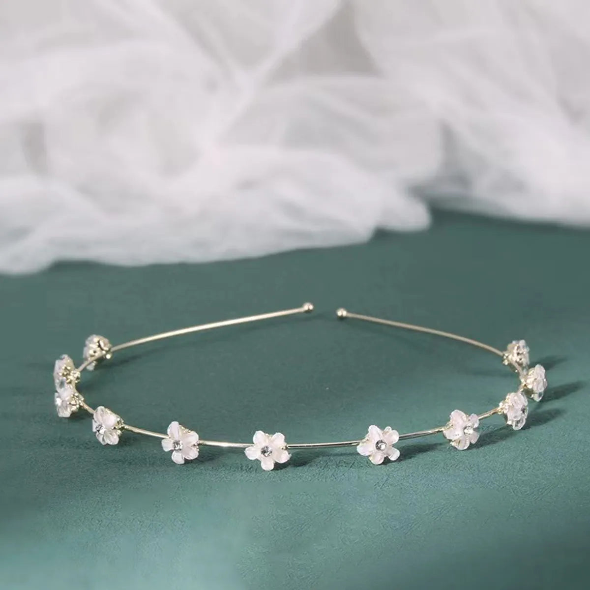 Elegant Leaves Flower Alloy Inlay Zircon Hair Band