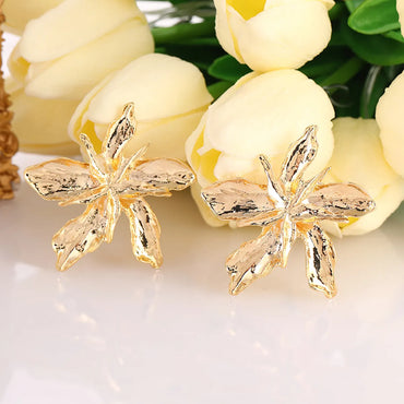 Elegant Leaves Flower Metal Plating Gold Plated Women's Ear Studs