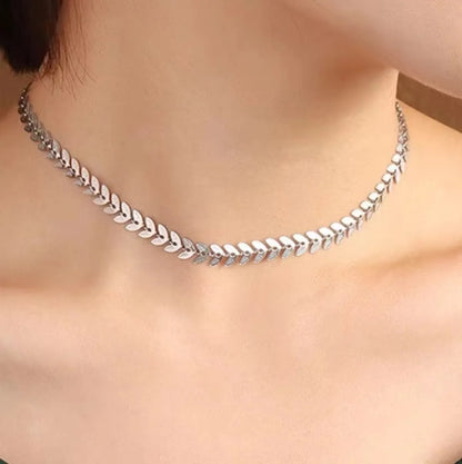 Wholesale Jewelry Elegant Leaves Stainless Steel Chain Necklace