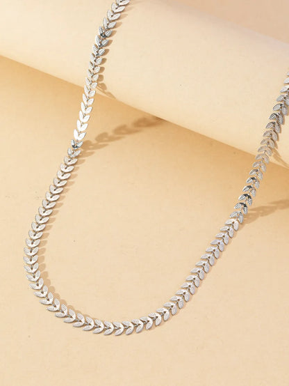 Wholesale Jewelry Elegant Leaves Stainless Steel Chain Necklace