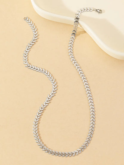 Wholesale Jewelry Elegant Leaves Stainless Steel Chain Necklace