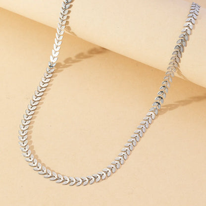 Wholesale Jewelry Elegant Leaves Stainless Steel Chain Necklace