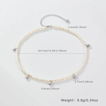 Elegant Letter Beaded Baroque Pearls Sterling Silver White Gold Plated Artificial Diamond Pearl Beads Choker In Bulk