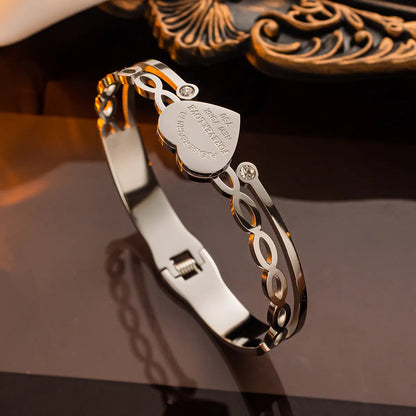 Elegant Letter Heart Shape Titanium Steel Plating Bangle