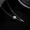 Elegant Letter Sterling Silver Inlay Artificial Pearls Zircon Necklace