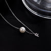 Elegant Letter Sterling Silver Inlay Artificial Pearls Zircon Necklace