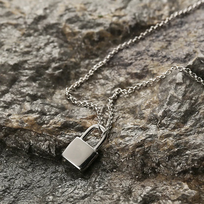 Elegant Lock Sterling Silver Plating White Gold Plated Pendant Necklace