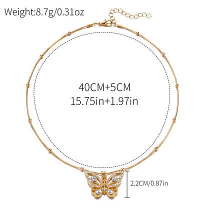 Elegant Luxurious Butterfly Zircon Alloy Wholesale Pendant Necklace