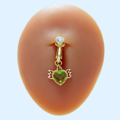 Elegant Luxurious Classic Style Heart Shape Key Stainless Steel Copper Epoxy Plating Inlay Zircon Gold Plated Belly Ring